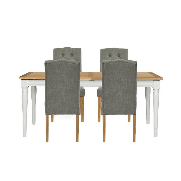 Westcott Extending Dining Table and 4 Alloway Chairs Grey Homebase