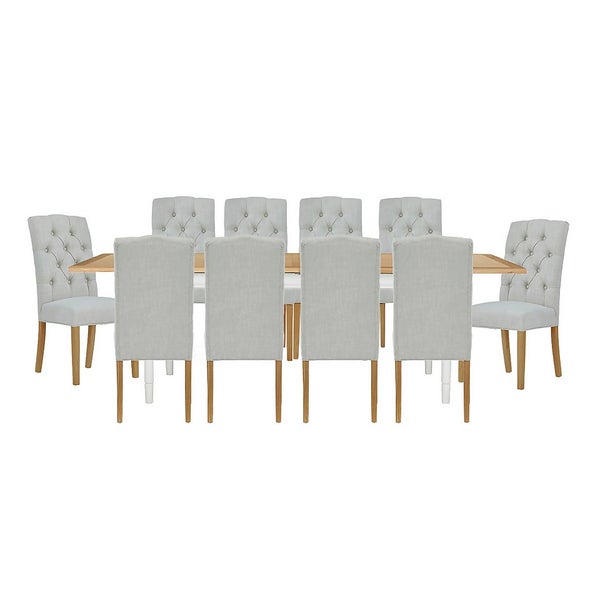 Westcott Extending Dining Table and 10 Alloway Chairs Natural Homebase