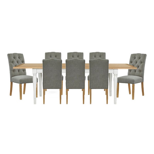 Westcott Extending Dining Table and 8 Alloway Chairs Grey Homebase