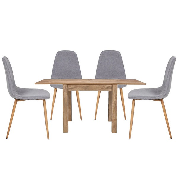 Kubu Extending Dining Table and 4 Ludlow Chairs Grey Homebase
