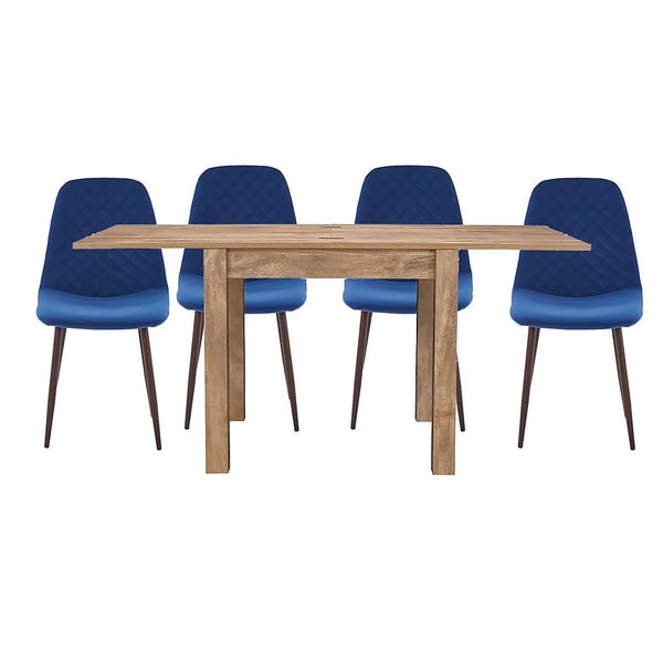 Kubu Extending Dining Table and 4 Perth Chairs Navy Homebase