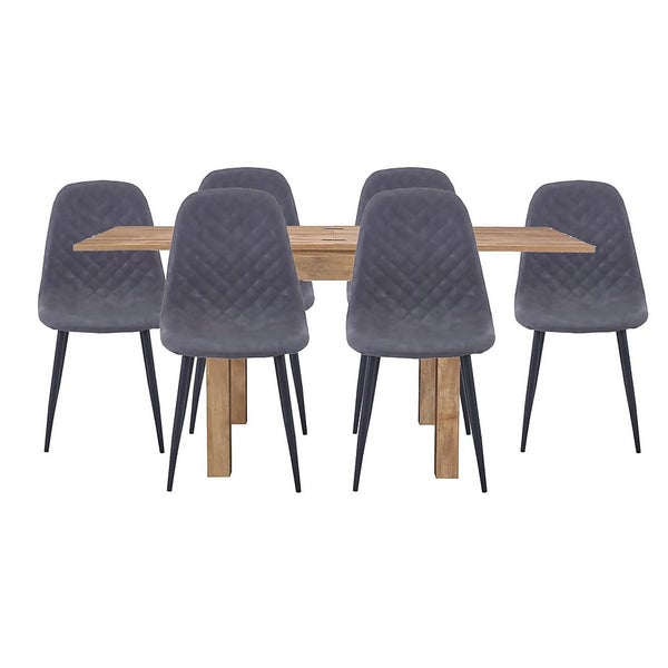 Kubu Extending Dining Table and 6 Perth Chairs Grey Homebase