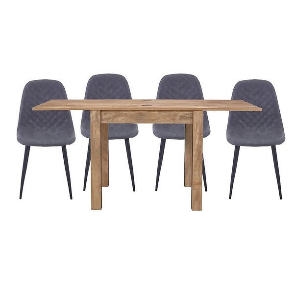 Kubu Extending Dining Table and 4 Perth Chairs Grey Homebase