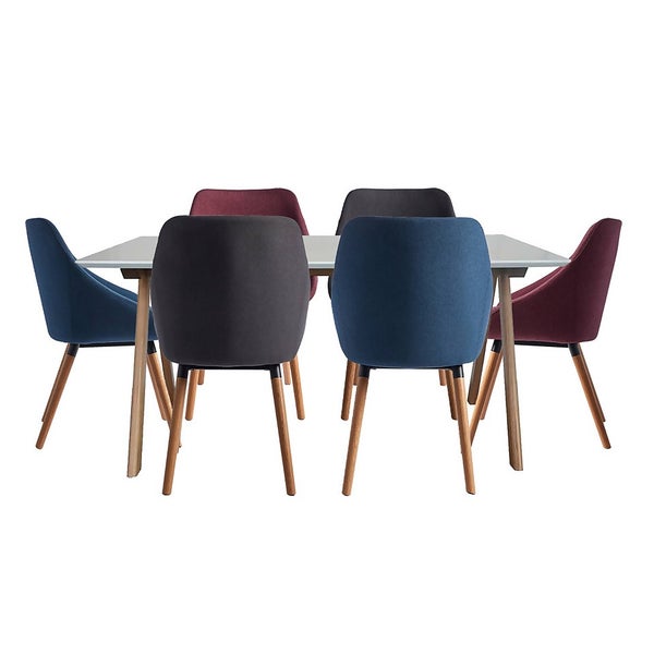 Milly Dining Table and 6 Chairs Multicoloured Homebase