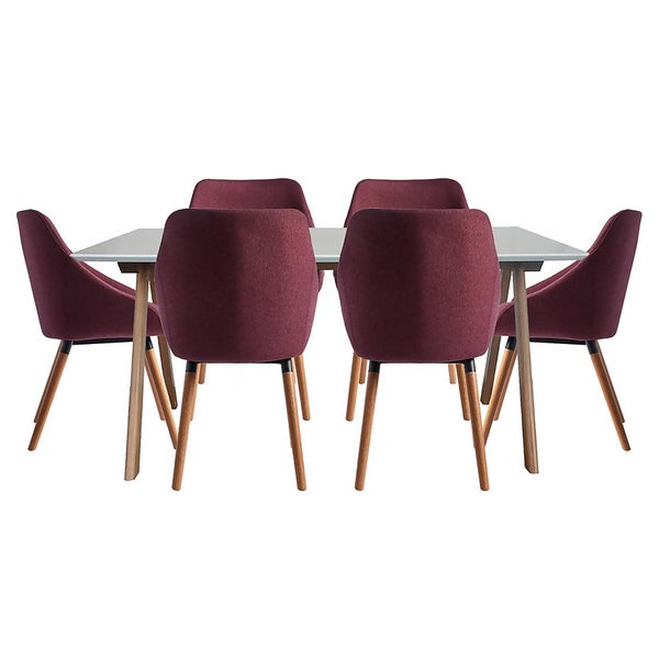 Milly Dining Table and 6 Chairs Plum Homebase