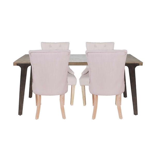 Country Living Rene Reclaimed Pine Dining Table and 4 Serena Chairs Homebase