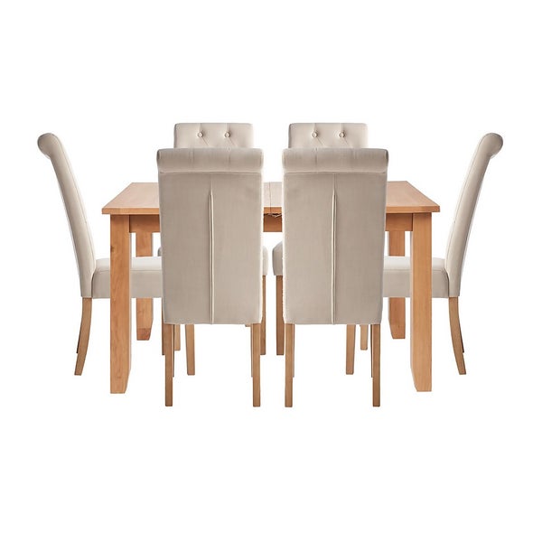 Charterhouse Extending Dining Table and 6 Chairs Natural Homebase