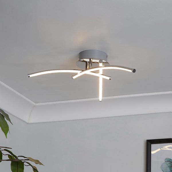 Atlanta 3 Light LED Flush Ceiling Light Chrome Homebase