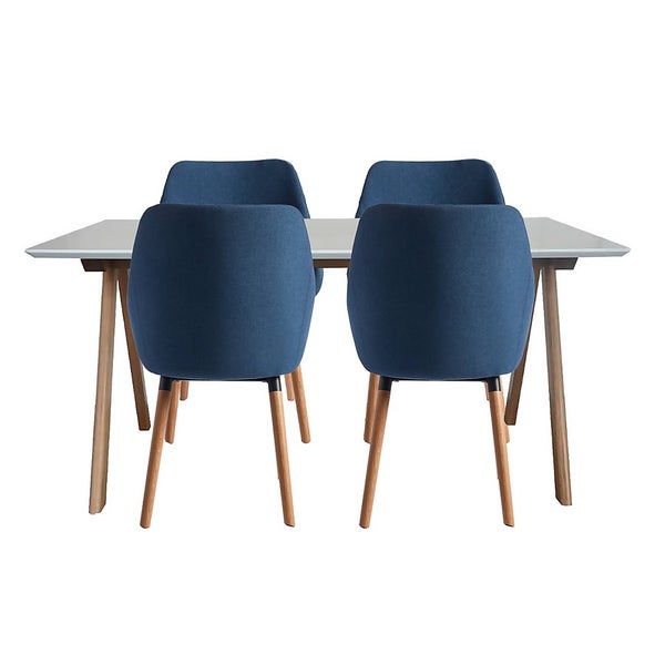 Milly Dining Table and 4 Chairs Blue Homebase
