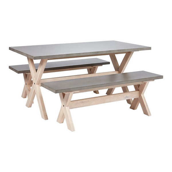 House Beautiful Carly Concrete Dining Table and 2 Benches Homebase
