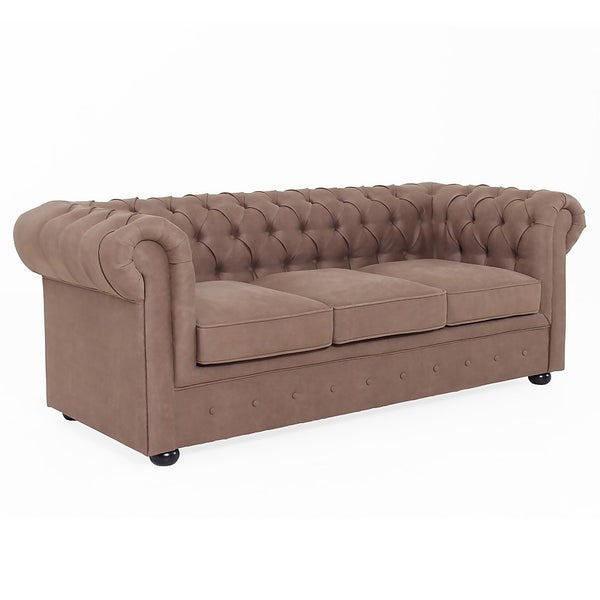 Offer Homebase Chesterfield Faux Leather 3 Seater Sofa