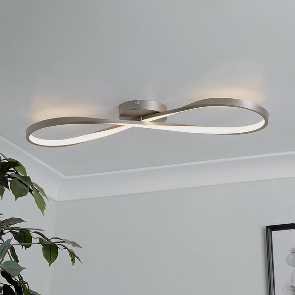 Austin LED Flush Ceiling Light Satin Nickel Homebase