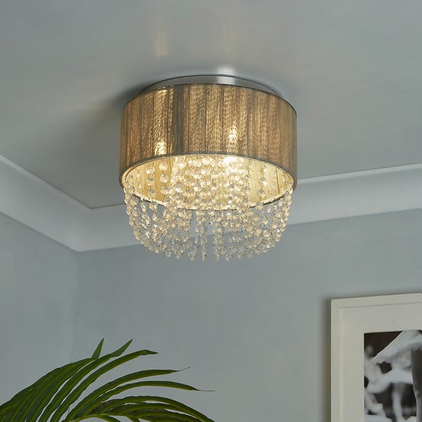 Bellano 3 Light Flush Ceiling Light Grey Homebase