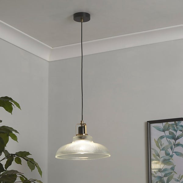 Glossop Ceiling Pendant Light Glass Shade Homebase