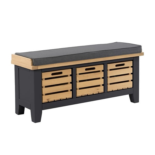 Ashstead Storage Bench Oak & Charcoal Homebase