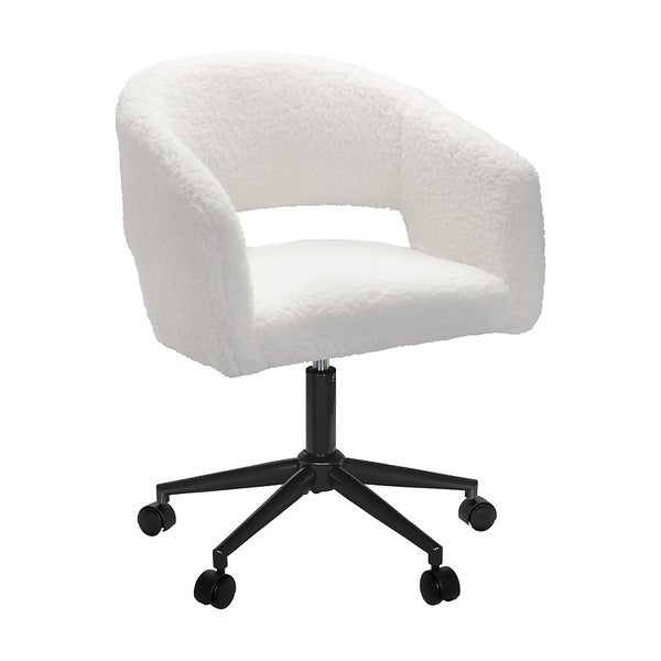 Bailey Boucle Office Chair White Homebase