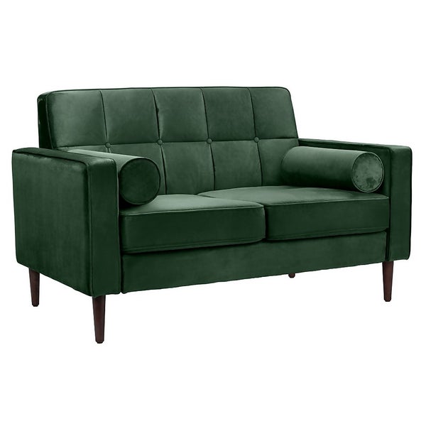 Draper Velvet 2 Seater Sofa in a Box Green Homebase