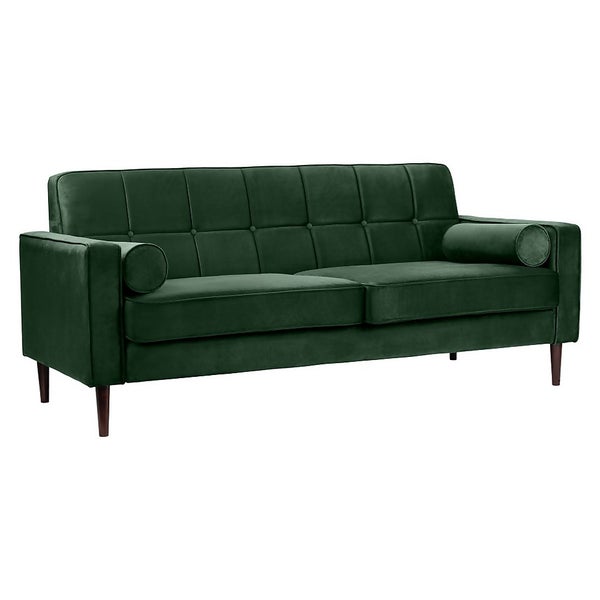 Draper Velvet 3 Seater Sofa in a Box Green Homebase