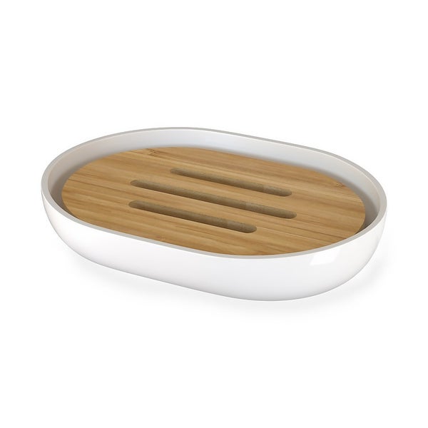 Homebase Soap Dish White & Bamboo Homebase