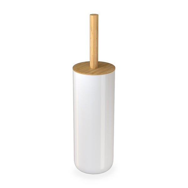 Homebase Toilet Brush and Holder White & Bamboo Homebase