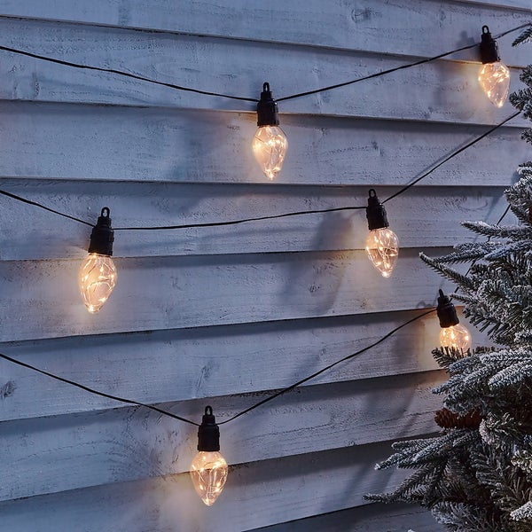 10 Twinkling Cone Copper Wire LED Connectable Outdoor Christmas String