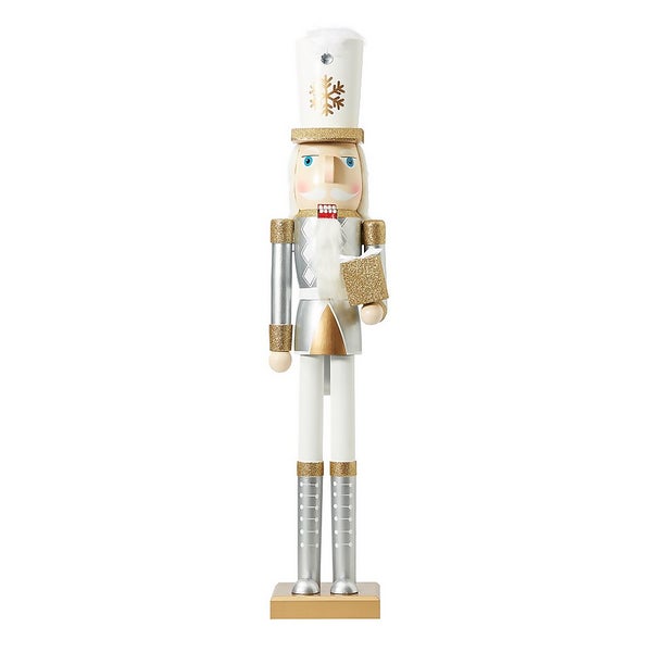 Silver Wooden Nutcracker Figure Christmas Decoration 80cm
