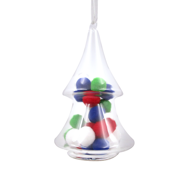 Pompom Glass Christmas Tree Decoration Homebase