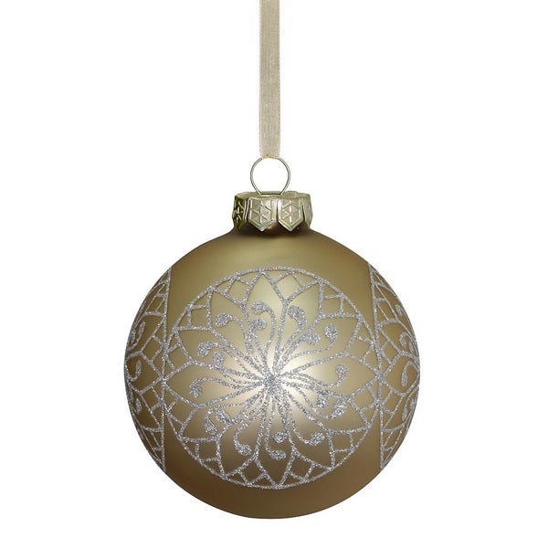 Filigree Glass Gold Christmas Tree Bauble 90mm Homebase