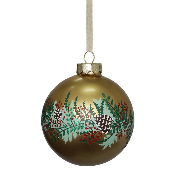 Gold Garland Christmas Tree Bauble 90mm Homebase