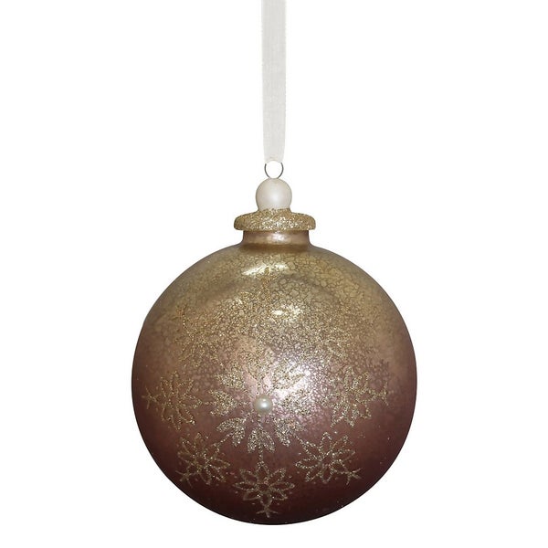 Pink Antique Snowflake Christmas Tree Bauble 90mm Homebase