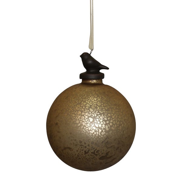 Mottled Gold Glass Christmas Tree Bauble 90mm Homebase