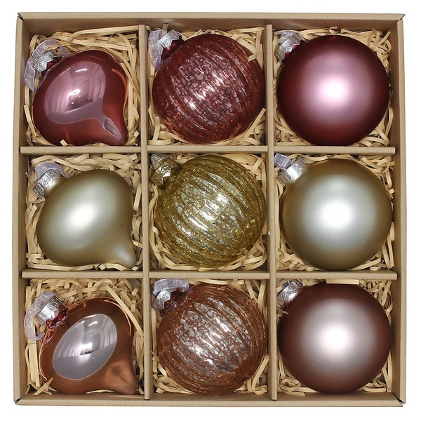 9 Elegance Premium Glass Christmas Tree Baubles Homebase