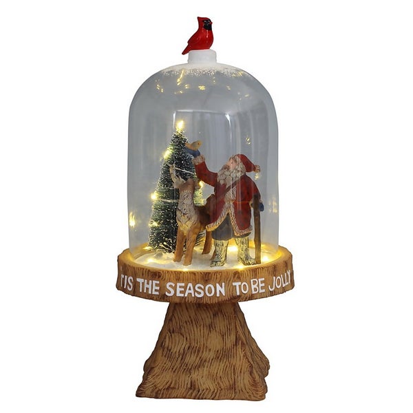 Santa Light Up Glass Christmas Decoration Battery Operated