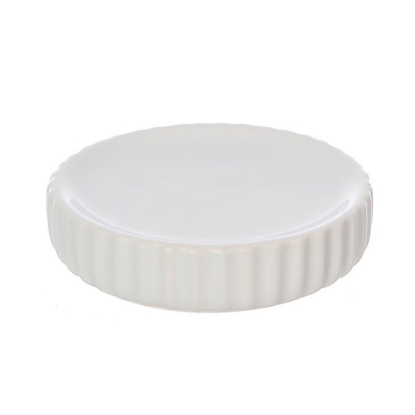 Ceramic Soap Dish White Ridged Homebase