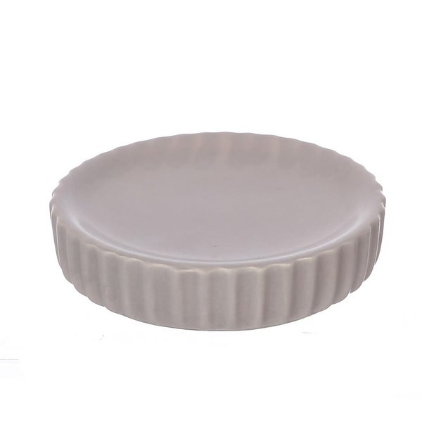 Ceramic Soap Dish Grey Ridged Homebase