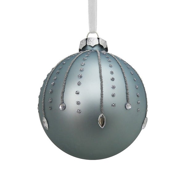Duck Egg & Silver Meteor Glass Tree Bauble Homebase