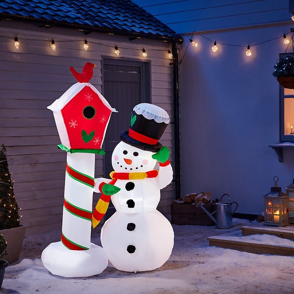 6ft Snowman with Lamp Christmas Inflatable Homebase UK