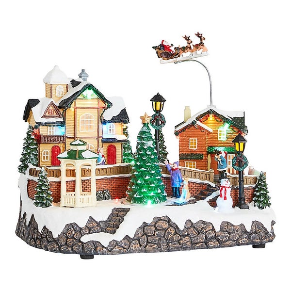 Christmas Village with Rotating Tree Decoration Homebase