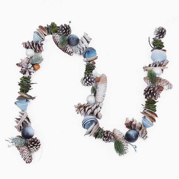 Natural Christmas Garland Blue 150cm Homebase