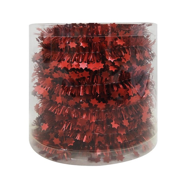 Matt Red Christmas Tinsel Tub 8m Homebase