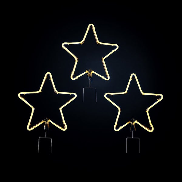 Neon Star LED Christmas Stake Lights Pack of 3 Homebase