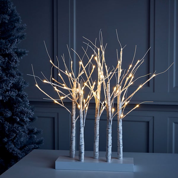 White Twig Trees Christmas Light Decoration 60cm Homebase