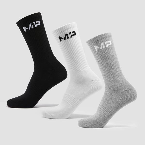 MP Unisex Crew Socks (3 Pack) - White/Black/Grey Marl | MYPROTEIN™