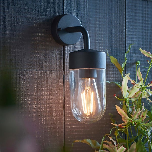 North Outdoor Wall Light Black Homebase