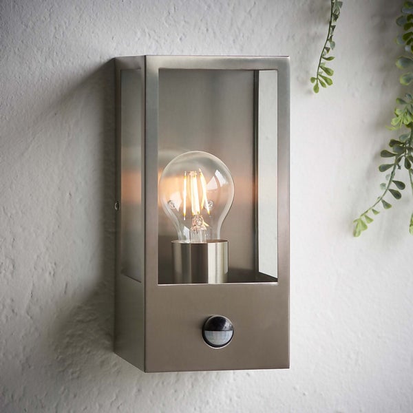 Oxford PIR Outdoor Wall Light Stainless Steel Homebase