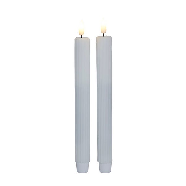 Pack of 2 Taper Ribbed LED Candles White Homebase