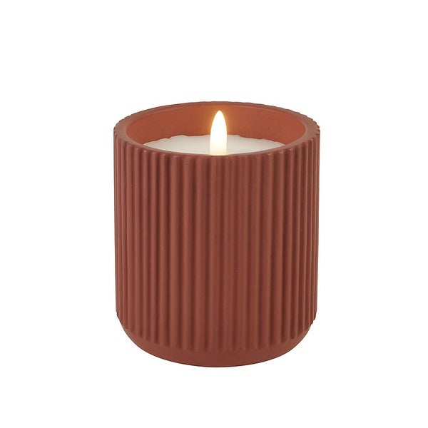 LED Ribbed Candle Terracotta Homebase