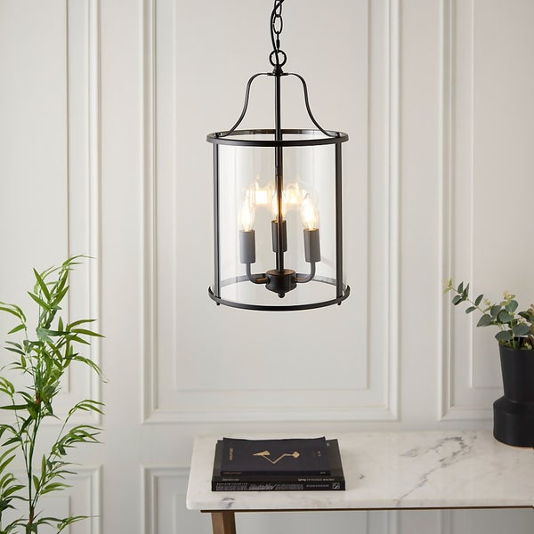 Chester 3 Light Pendant Black Homebase