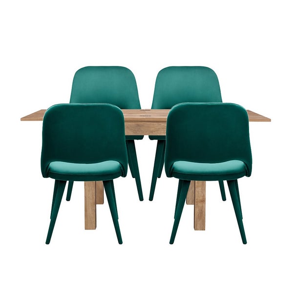Kubu Extending Dining Table and 4 Oliver Chairs Emerald Homebase