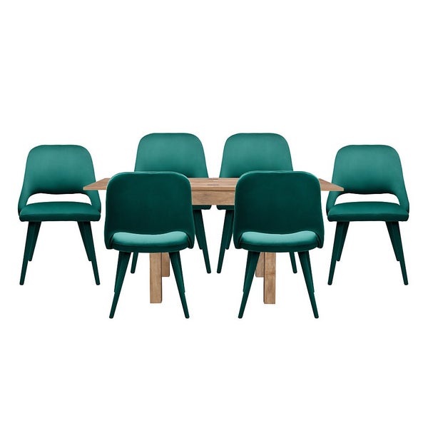 Kubu Extending Dining Table and 6 Oliver Chairs Emerald Homebase